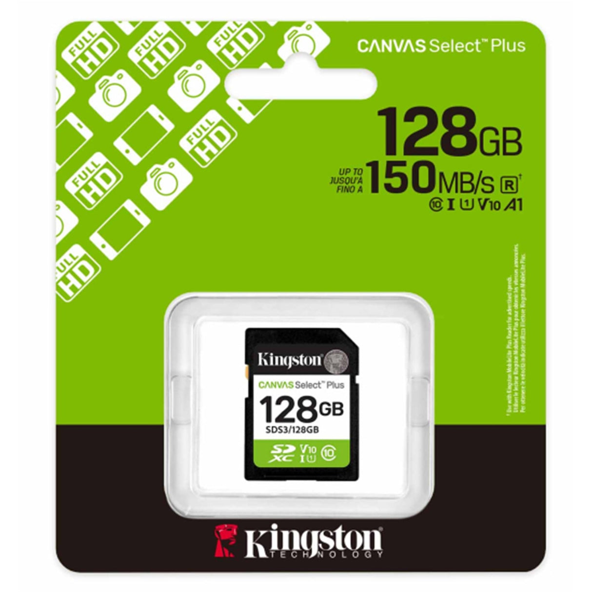 Kingston Canvas Select Plus SDS3/128GB V30 128GB SD Class 10 UHS-I U3 Flash Card