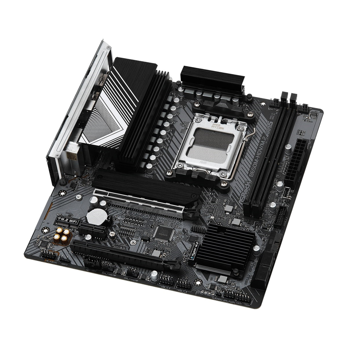 ASRock B650M-HDV/M.2 AMD AM5 Socket Motherboard, Micro-ATX, 2x DDR5 Slots, 2x M.2 Sockets, Fitted I/O Shield, 2.5GbE LAN, 1x DisplayPort / 1x HDMI Port