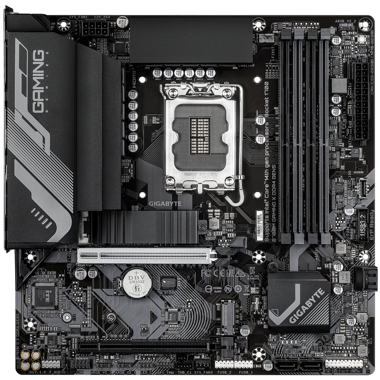 Gigabyte B760M GAMING X DDR4 GEN5 Intel 1700 Socket Motherboard, Micro-ATX, 4x DDR4 Slots, 2x M.2 Sockets, Fitted I/O Shield, 2.5GbE LAN, 1x DisplayPort / 1x HDMI Port