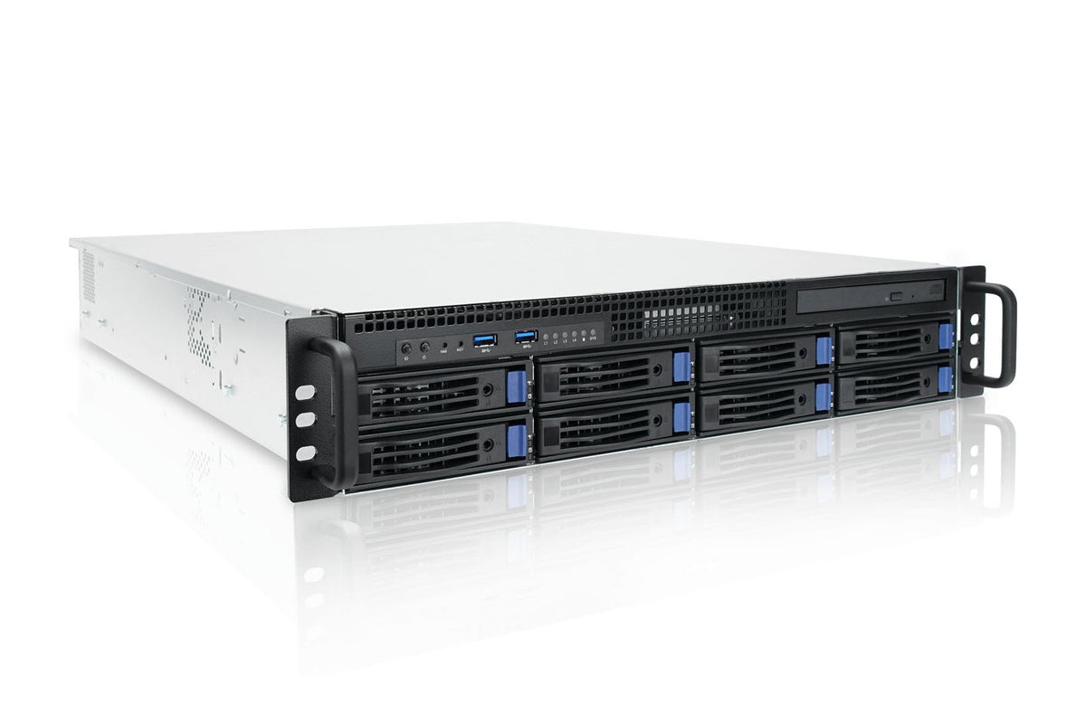 Ernitec 2U 8 Bay Server: Ultra 7 265, 32GB RAM, 2x1TB NVMe, 9560 RAID, 1x2.5GbE, 1x10GbE, IPMI, TPM, dual 800W PSU, Win11 Pro – powerful and scalable.