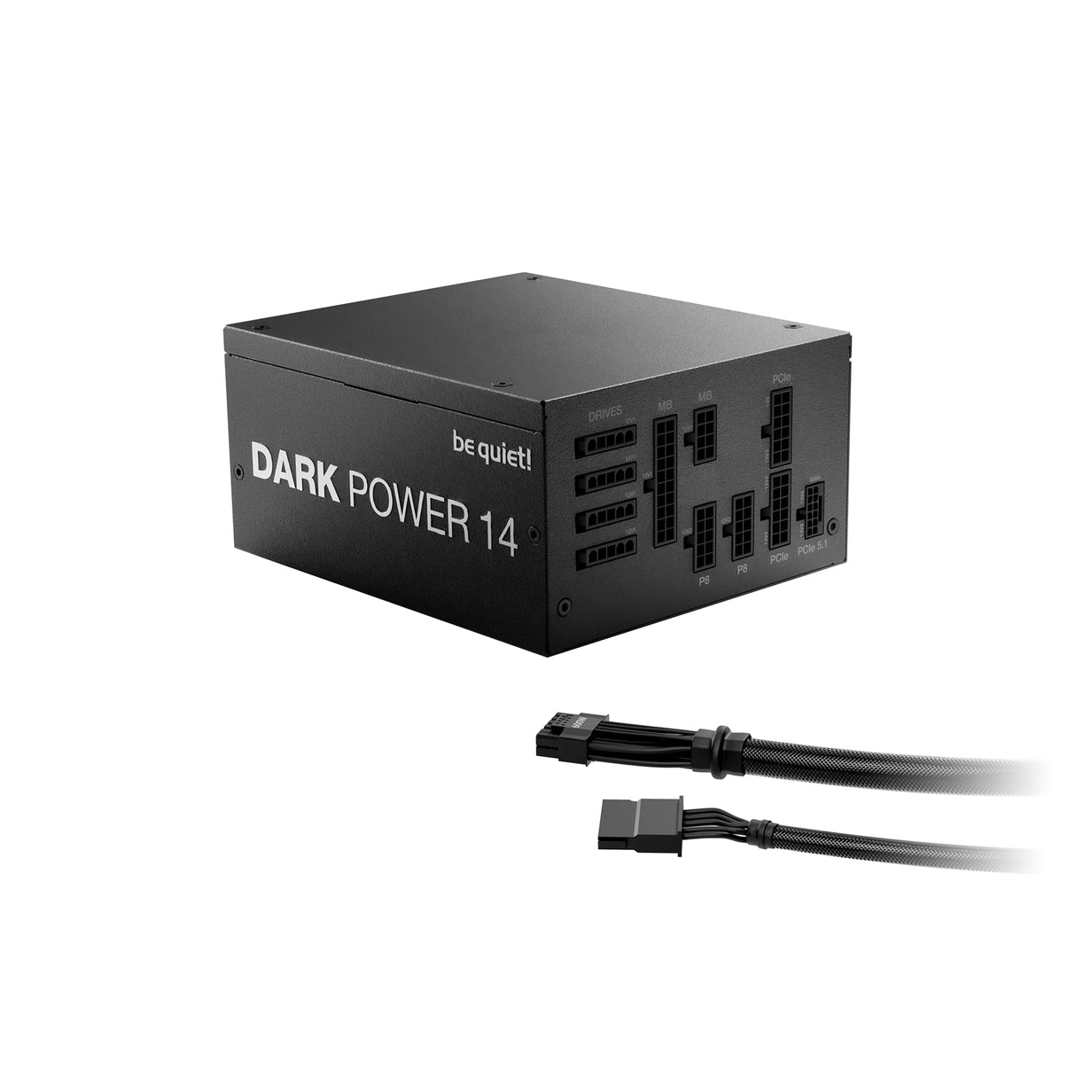 be quiet! DARK POWER 14, 850W, 80 PLUS certified and Cybenetics efficiency, ATX 3.1 compliant, PCIe 5.1 compatible, backed by a 10-year manufacturer's warranty.