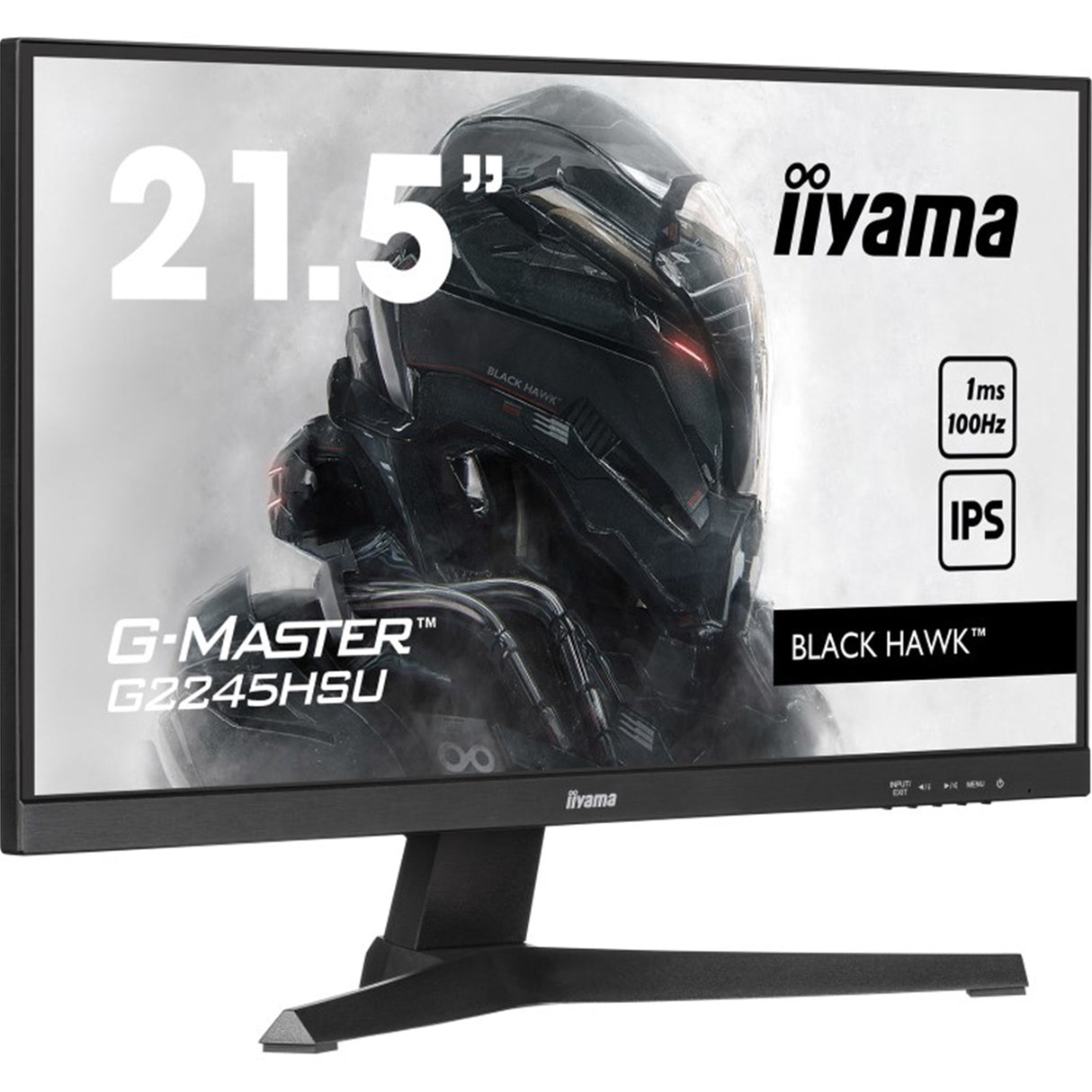 iiyama G-MASTER G2245HSU-B2 22 inch IPS Gaming Monitor, Full HD, 1ms, HDMI, DisplayPort, USB Hub, Freesync, 100Hz, Speakers, Black, Internal PSU, VESA