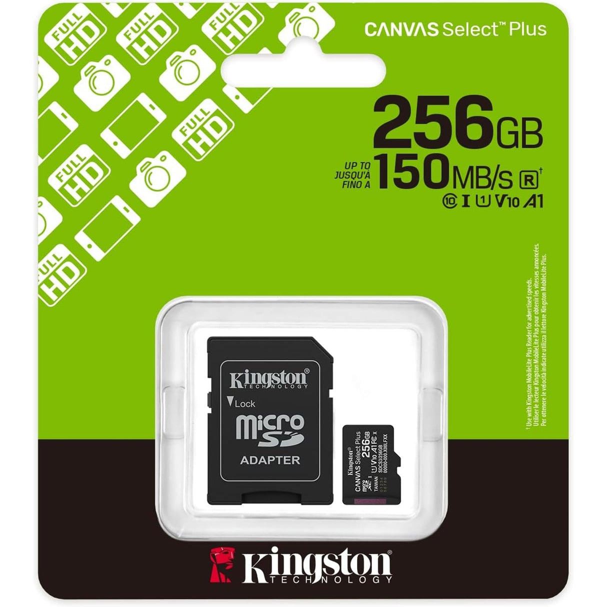 Kingston Canvas Select Plus 256GB Micro SD Claad 10 UHS-I Flash Card, Lifetime Warranty