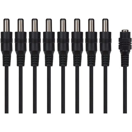 8 Way Power Splitter Cable DC 1x Female 8x Male 5.5 x 2.1mm Plug for CCTV - Black