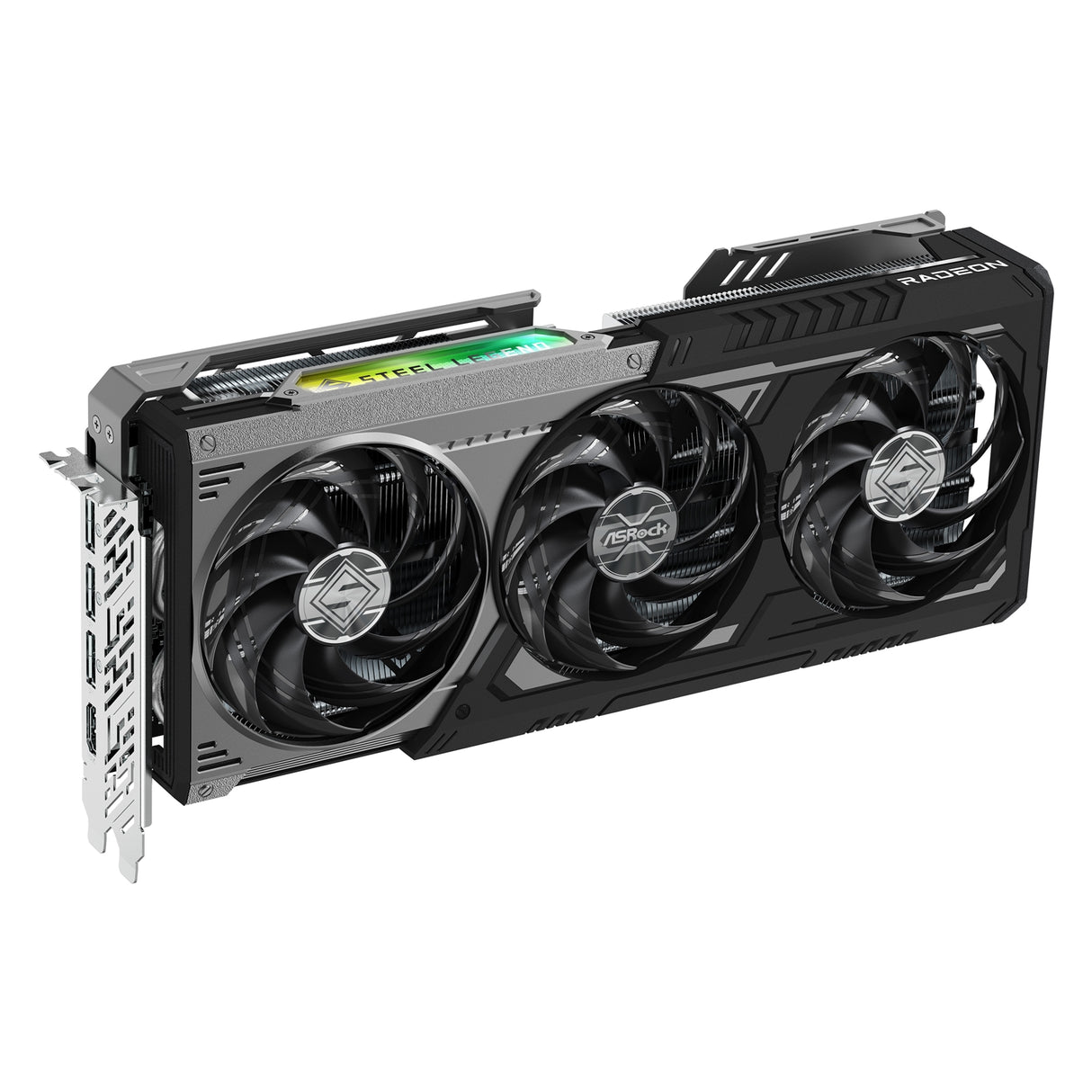ASRock AMD Radeon RX 9070 XT Steel Legend Dark 16GB GDDR6 Graphics Card, 4096 Streams, 2970MHz Boost Clock, Triple Fan, 3x DisplayPorts / 1x HDMI Port
