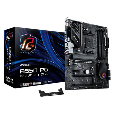 ASRock B550 PG RIPTIDE AMD AM4 Socket Motherboard, ATX, 4x DDR4 Slots, 2x M.2 Socket, 2.5GbE LAN, 1x HDMI Port