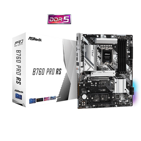 ASRock B760 PRO RS Intel 1700 Socket Motherboard, ATX, 4x DDR5 Slots, 3x M.2 Socket, Fitted I/O Shield, 2.5GbE LAN, 1x DisplayPort / 1x HDMI Port