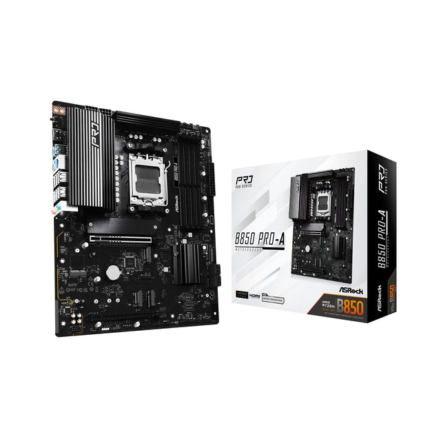 ASRock B850 Pro-A AMD AM5 Socket Motherboard, ATX, 4x DDR5 Slots, 4x M.2 Sockets, 2.5GbE LAN, 1x HDMI Port / 1x USB-C