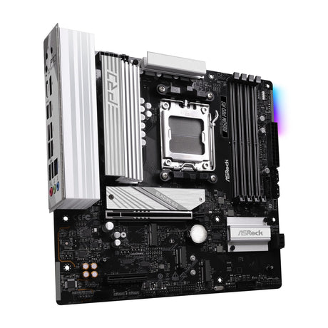ASRock B850M Pro RS AMD AM5 Socket Motherboard, Micro-ATX, 4x DDR5 Slots, 3x M.2 Sockets, Fitted I/O Shield, 2.5GbE LAN, 1x DisplayPort / 1x HDMI Port