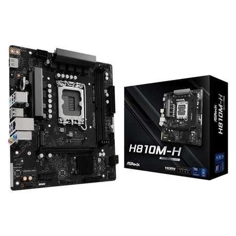 ASRock H810M-H Intel 1850 Socket Motherboard, Micro-ATX, 2x DDR5 Slots, 1x M.2 Sockets, GbE LAN, 1x HDMI Port