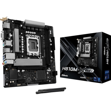 ASRock H810M-X WIFI Intel Socket 1851 Motherboard, 2x DDR5 DIMM Slots, 1x M.2 Socket, 2.5G LAN, WiFi 5, 1x HDMI Port / 1x DisplayPort