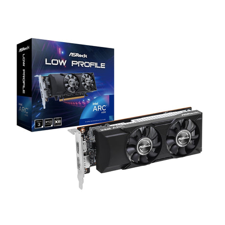 ASRock Intel Arc A310 Low Profile 4GB GDDR6 Graphics Card, 2000 MHz Base Clock, Dual Fan, 1x DisplayPorts / 1x HDMI Port