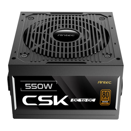 Antec CSK550DC 550W Power Supply, 80 Plus Bronze Certified, ATX 12V 2.52, Non-Modular, DC-to-DC, Flat Black Cables, 120mm Quiet Fan, UK Plug