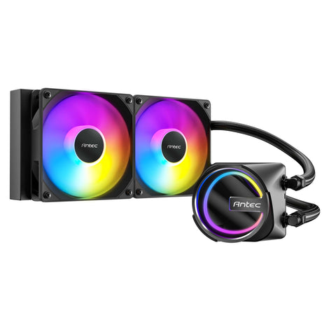 Antec Skeleton 240 ARGB Liquid CPU Cooler, Universal Socket, Black, 240mm Radiator, PWM up to 2000 RPM Cooling Fans, Addressable RGB LED Lighting