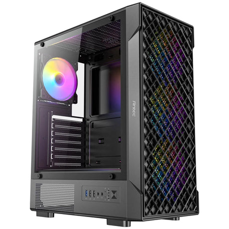 Antec VX320 ARGB Mid-Tower Gaming PC Case - Pre-Installed 4 x 120mm ARGB Fans, Tempered Glass Side Panel, High-Airflow Mesh Front - ATX/Micro-ATX/ITX