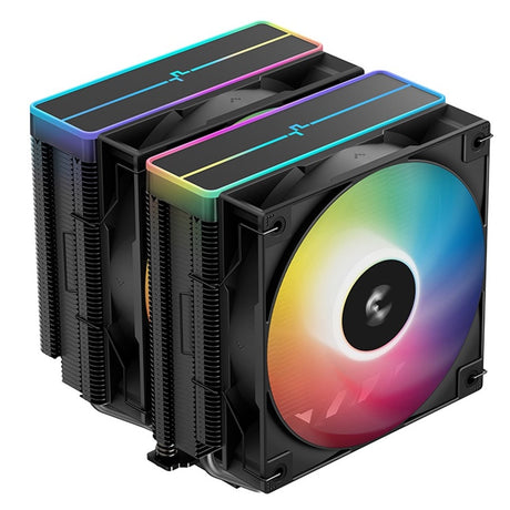 DeepCool AG620 BK ARGB V2 Dual-Tower CPU Air Cooler with 120mm ARGB Fans, Compatible with Intel LGA 1851/1700/1200/115x & AMD AM5/AM4, High-Performance Quiet Cooling, Matte Black