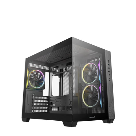 DeepCool CG330 3F ARGB Dual-Chamber Micro-ATX Tower Case, Tempered Glass Panels, 3 x 120mm ARGB Fans, USB 3.0, ITX/Micro-ATX, Black