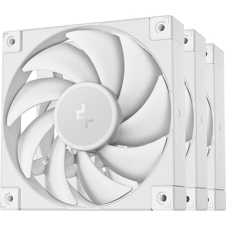 DeepCool FD12 120mm Case Fan 3-Pack, PWM Control, High Airflow, Low Noise, Hydro Bearing, White, Anti-Vibration Pads, 4-Pin Connector