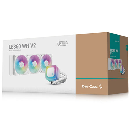 DeepCool LE360 V2 White 360mm Liquid CPU Cooler, Triple 120mm ARGB Fans, Anti-Leak Tech, Quiet High-Performance Pump, Compatible with Intel & AMD Sockets