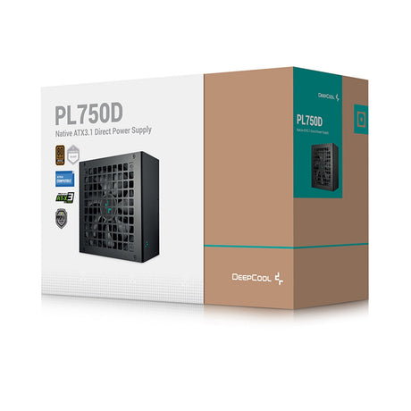 DeepCool PL750D 750W Power Supply, ATX12V V3.1, 80 PLUS Bronze, Non-Modular, 120mm Hydro Bearing Fan, 12VHPWR PCIe 5.0, 5-Year Warranty