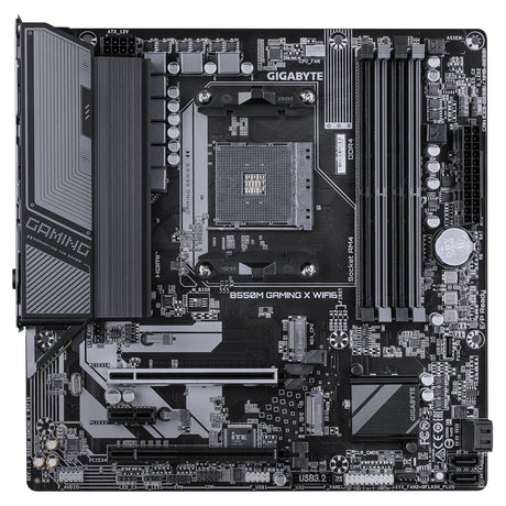 Gigabyte B550M GAMING X WIFI6 AMD AM4 Socket Motherboard, Micro-ATX, 4x DDR4 Slots, 2x M.2 Sockets, Fitted I/O Shield, GbE LAN, Wi-Fi 6, 1x DisplayPort / 1x HDMI Port