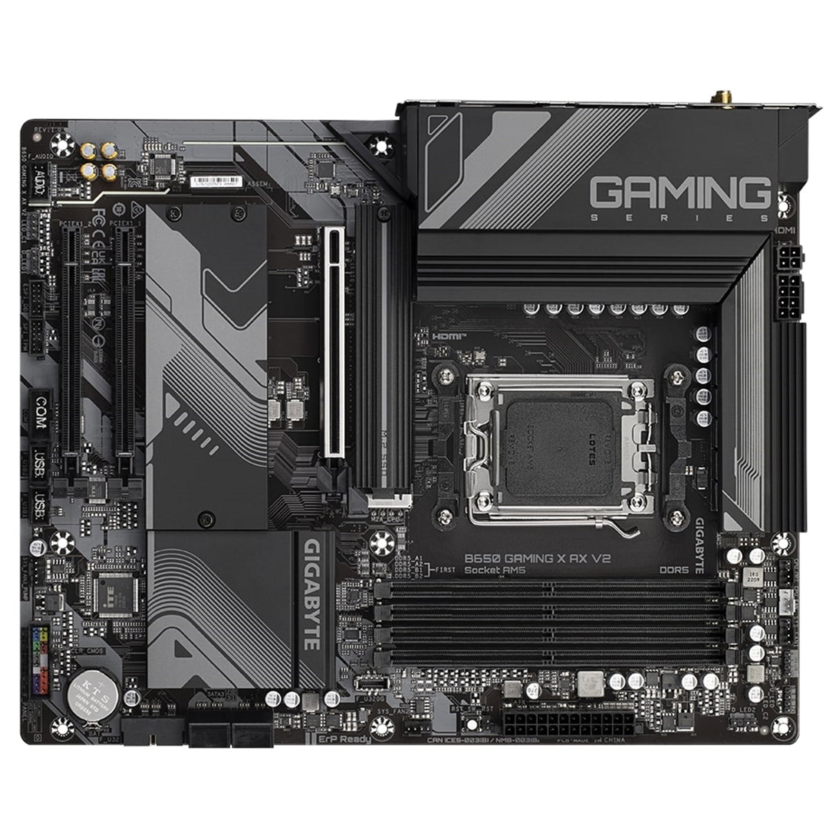 Gigabyte B650 GAMING X AX V2 AMD AM5 Socket Motherboard, ATX, 4x DDR5 Slots, 3x M.2 Sockets, Fitted I/O Shield, 2.5GbE LAN, Wi-Fi 6E, 1x DisplayPort / 1x HDMI Port