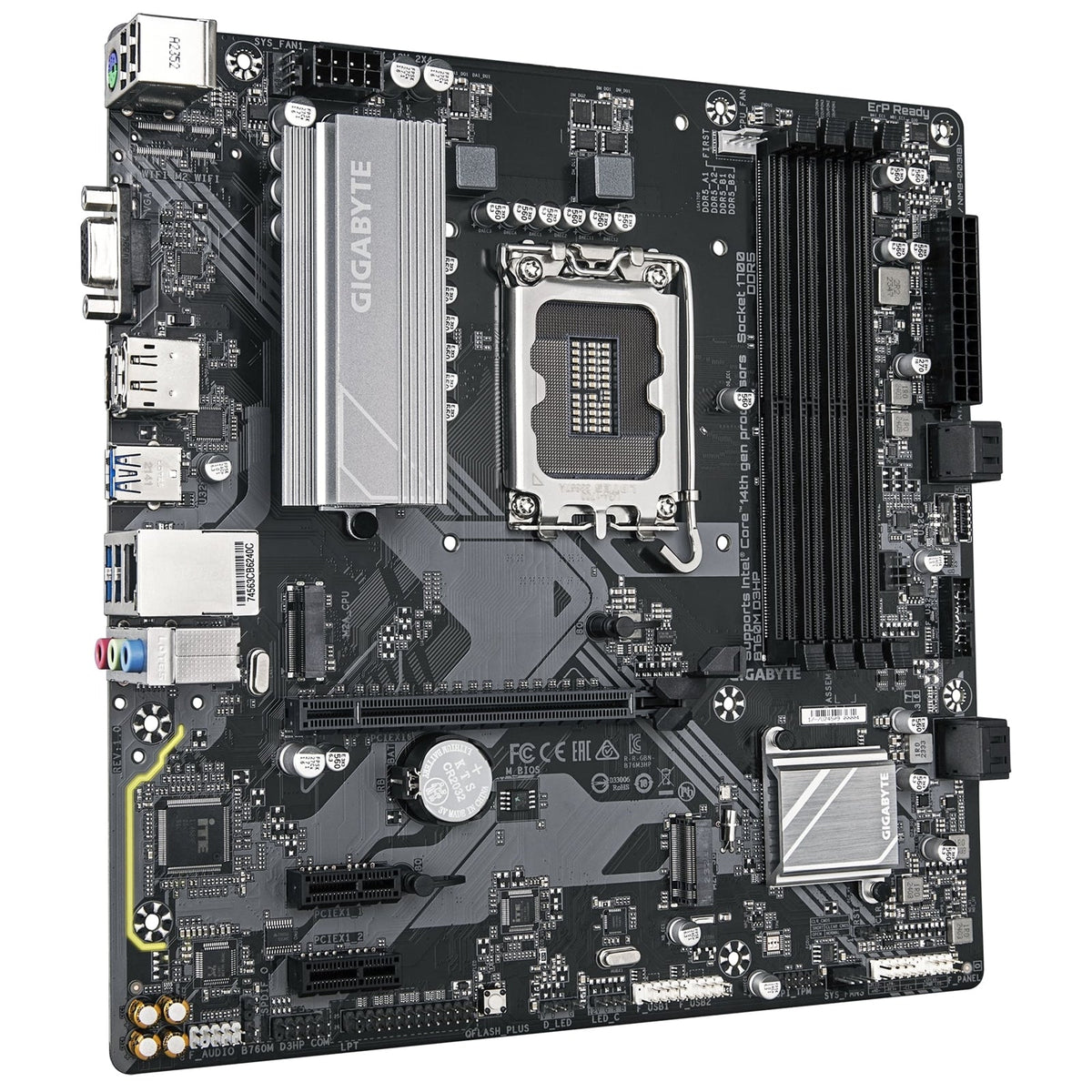Gigabyte B760M D3HP Intel 1700 Socket Motherboard, Micro-ATX, 4x DDR5 Slots, 2x M.2 Sockets, 1x USB-C Port, GbE LAN, 1x D-Sub / 1x DisplayPort / 1x HDMI Port