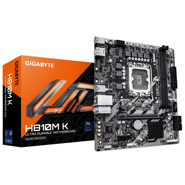 Gigabyte H810M K Intel 1851 Socket Motherboard, Micro ATX, 2x DDR5 Slots, 1x M.2 Socket, GbE LAN, 1x DisplayPort / 1x HDMI Port