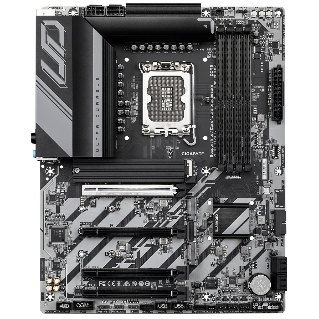 Gigabyte Z890 UD WIFI6E Ultra Durable Intel 1851 Socket Motherboard, ATX, 4x DDR5 Slots, 3x M.2 Sockets, 2.5GbE LAN, Wi-Fi 6E, 1x DisplayPort / 1x USB-C (USB4)
