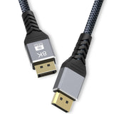 Prevo DP14-2M DisplayPort Cable, DisplayPort 1.4 (M) to DisplayPort 1.4 (M), 2m, Black & Grey, Supports Displays up to 8K@60Hz, Robust Braided Cable, Gold-Plated Connectors, Superior Design & Performance, Retail Box Packaging