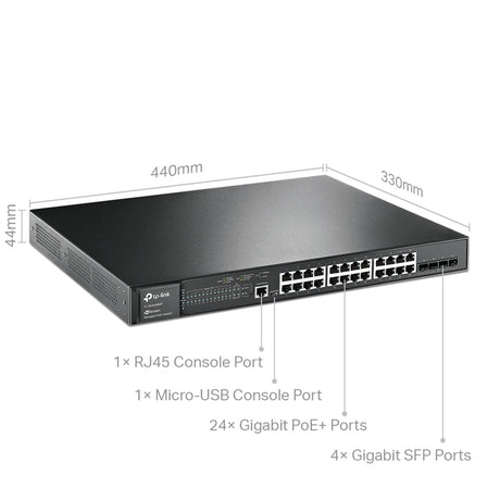 TP-Link JetStream TL-SG3428MP 28-Port Metal Gigabit L2+ Managed Switch with 24-Port PoE+ (384W)