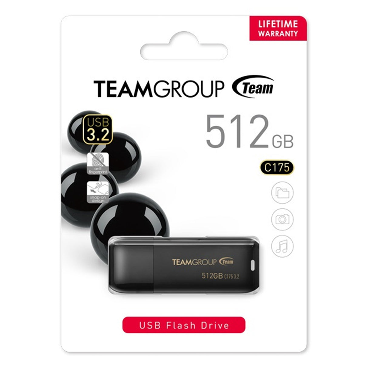 Team C175 512GB USB 3.2 Black USB Flash Drive