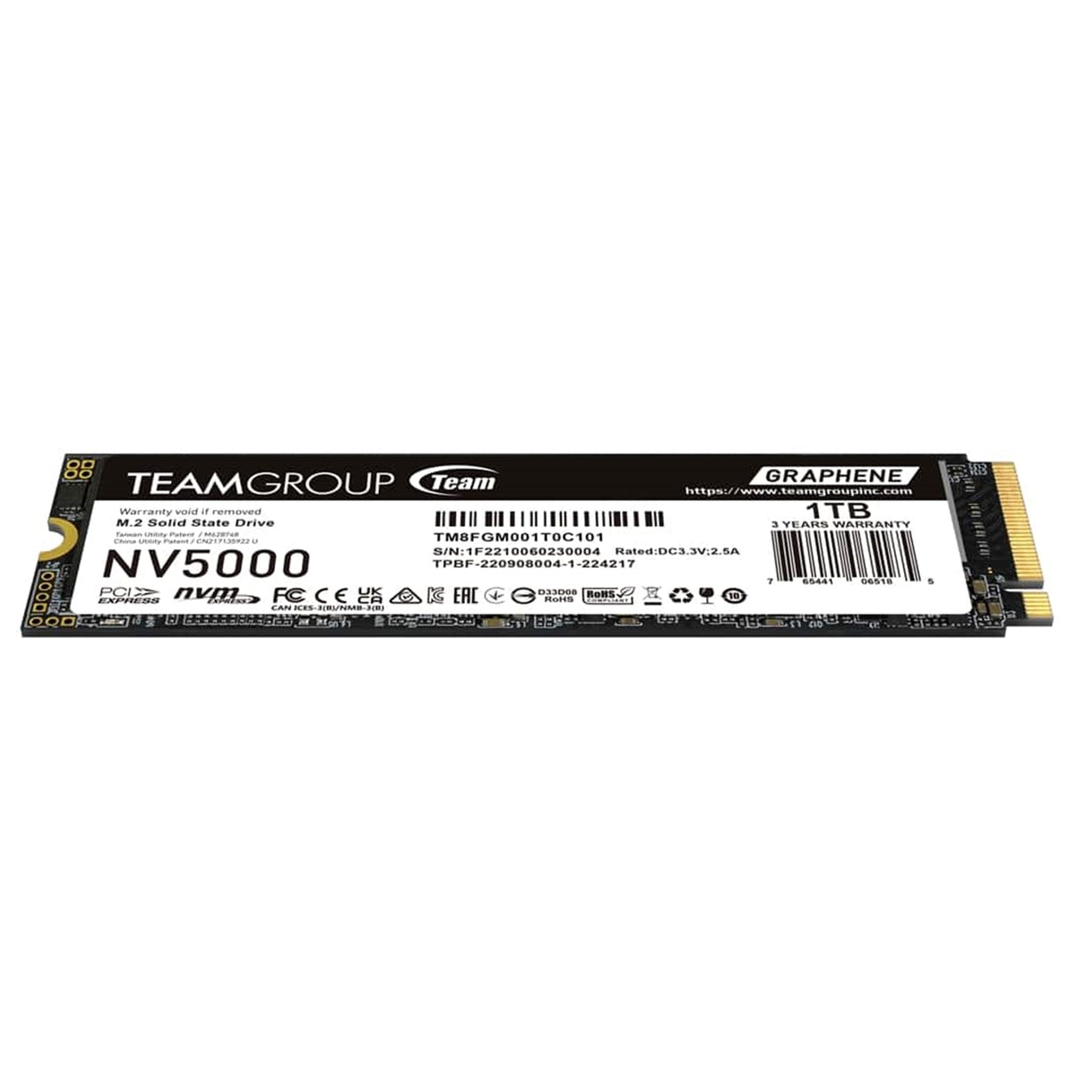 Team NV5000 (TM8FGM001T0C101) 1TB M.2 Interface, PCIe Gen4x4 with NVMe, 2280, Read 5000MB/s, Write 3000MB/s, 3 Year Warranty