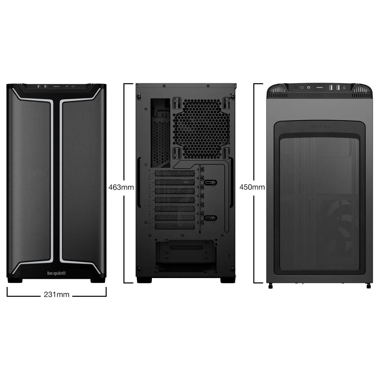 be quiet! Pure Base 501 DX Airflow Window Black ATX Mid Tower ARGB Case with USB-A, USB-C, 3 x Pure Wings 3 140mm Black PWM Fans