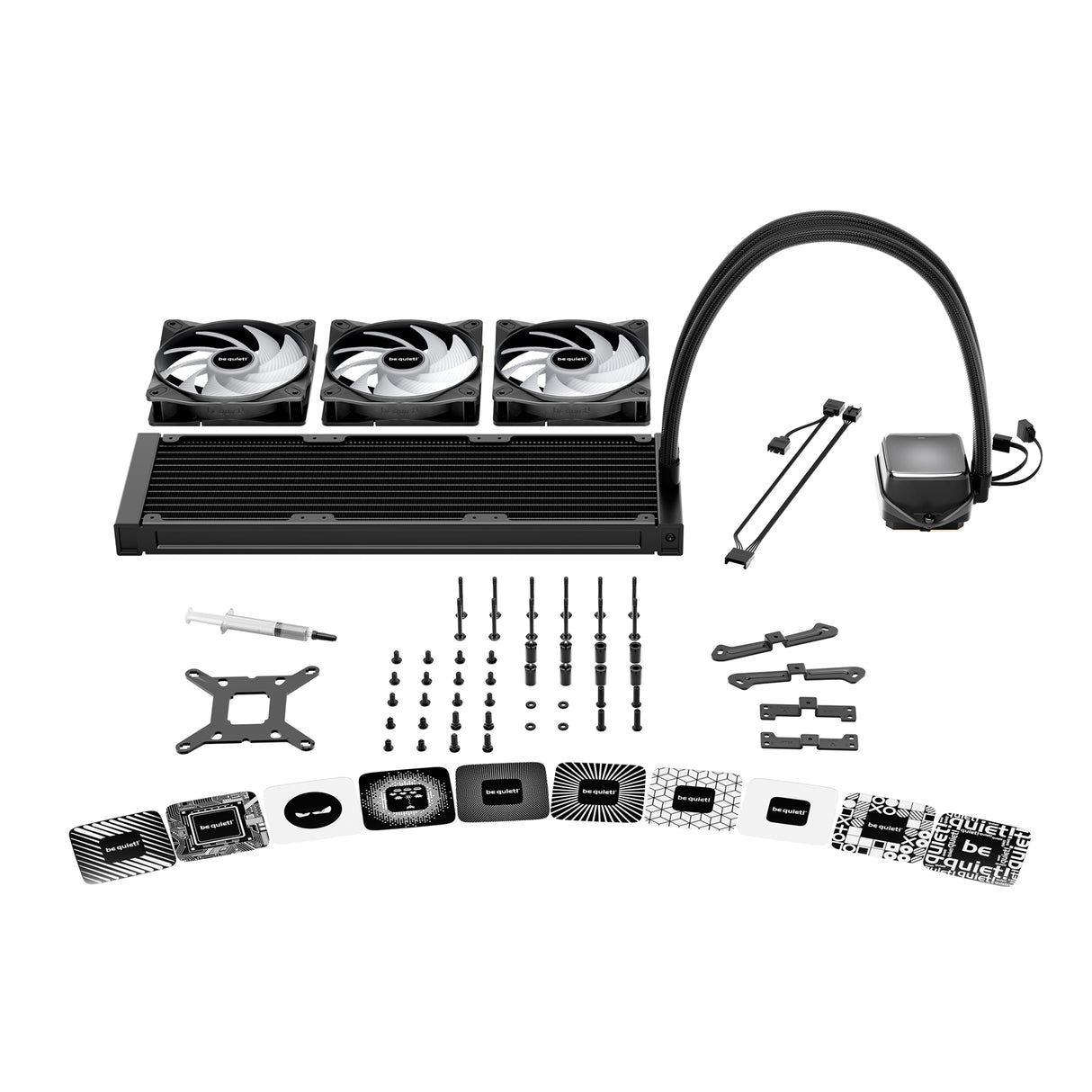 be quiet! Pure Loop 3 LX Liquid CPU Cooler, Universal Socket, 360mm Radiator, 3 x Light Wings LX PWM High Speed, Stylish ARGB cooling block featuring 10 included lighting foils, 3-year manufacurer's warranty.