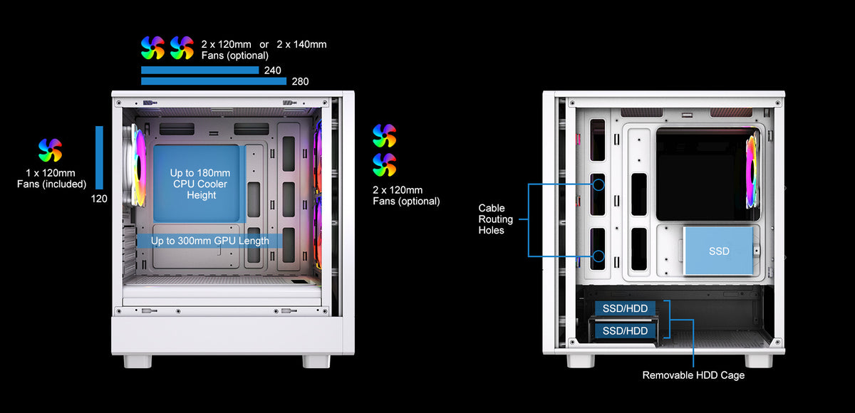 VIDA SPIRE M MATX WHITE GAMING CASE Micro Tower